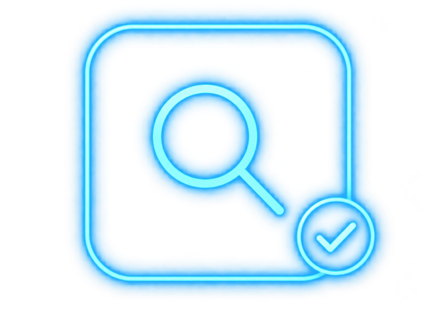 Magnifying glass with a check mark icon